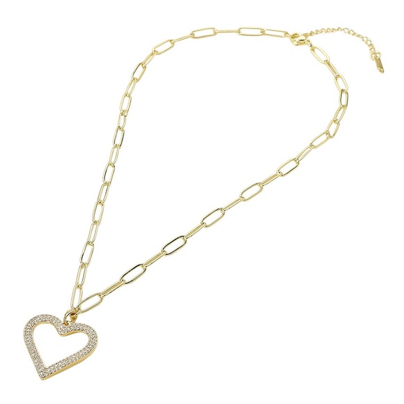 Jewelry - Gold Pave Heart Pendant Necklace
